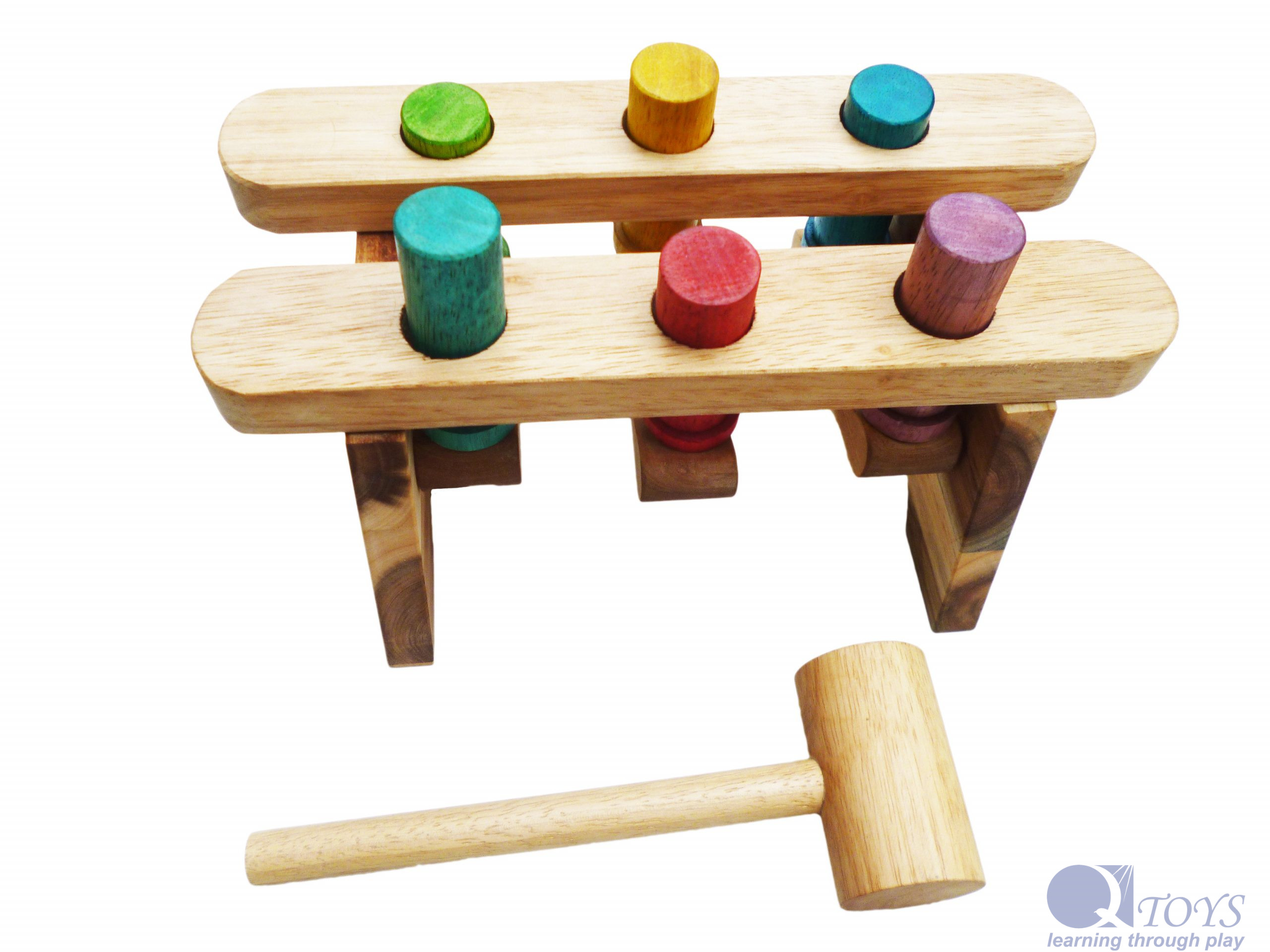 wooden peg and hammer set