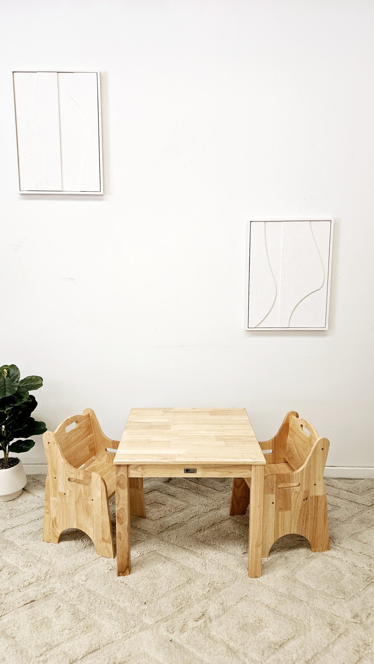 Solid Timber Table with 2 Toddler Chairs - Image 2
