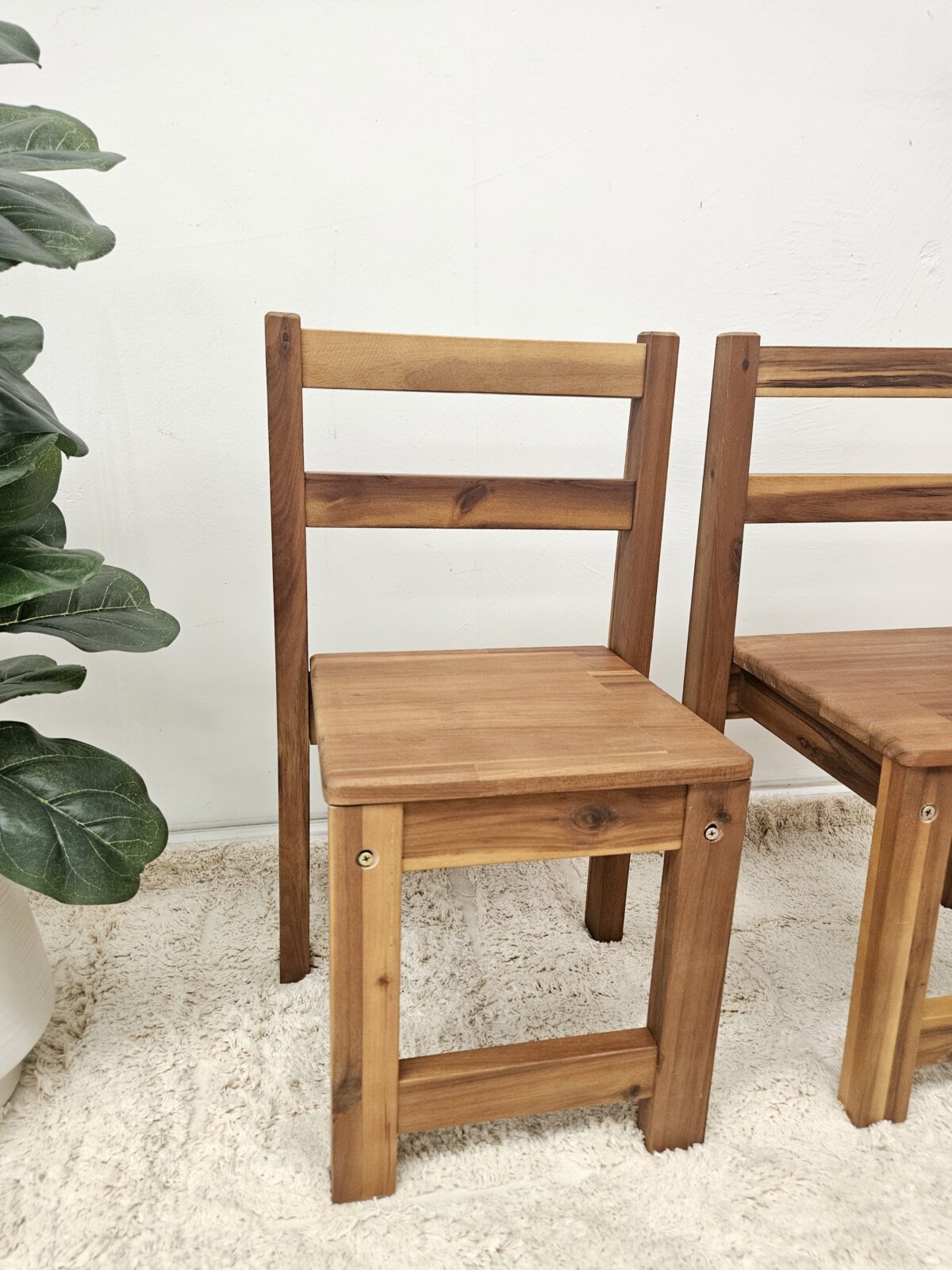 Stackable Acacia Standard Chairs - Set of 2 - Image 4