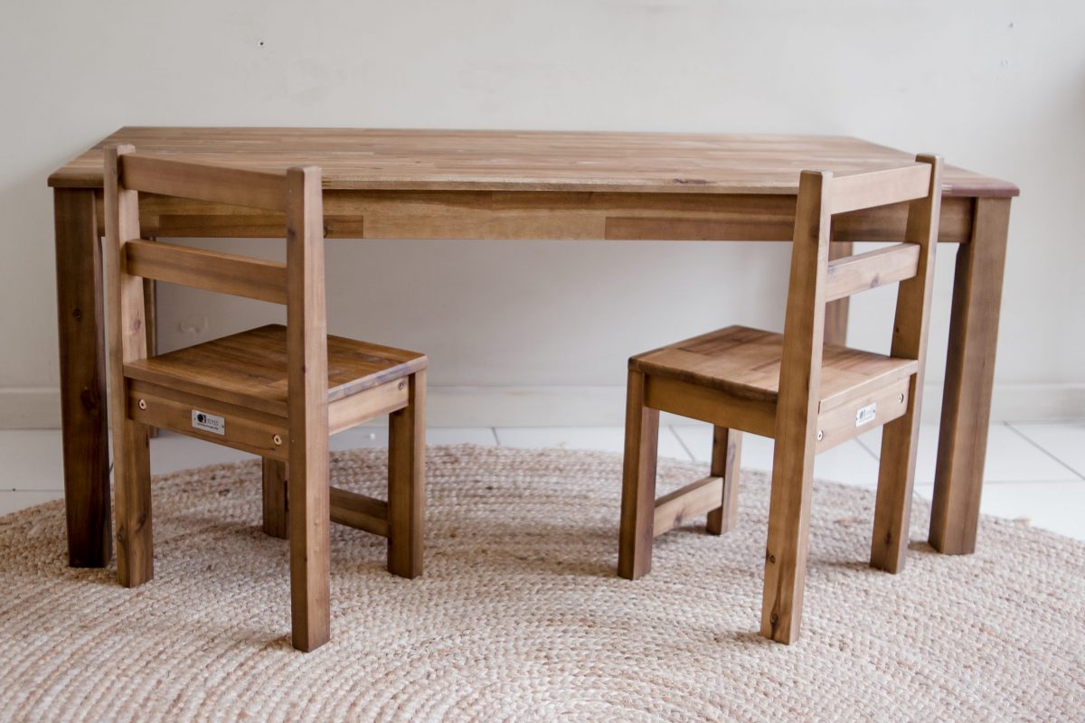 Hardwood Rectangular Table with 2 Standard Chairs