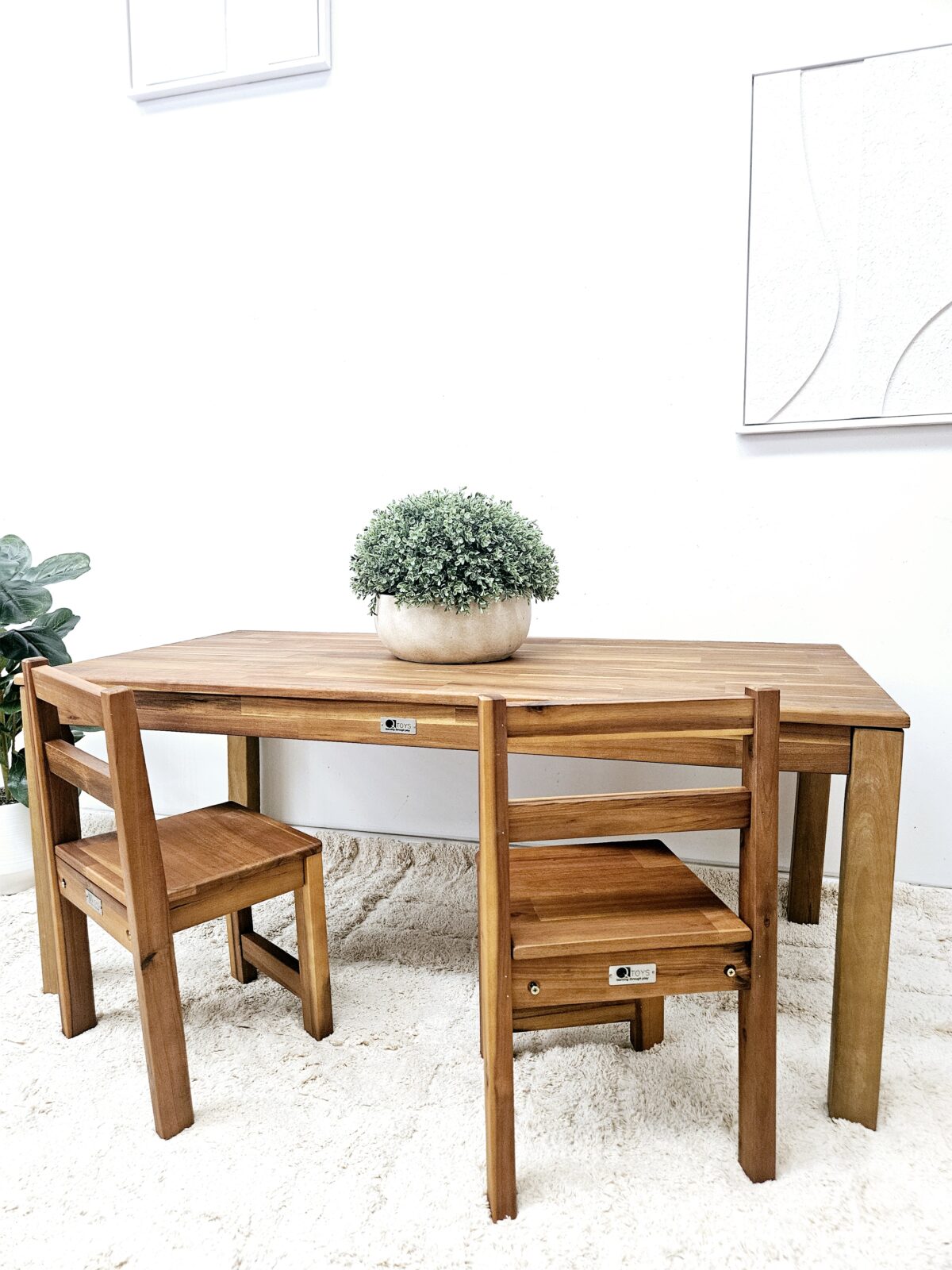 Hardwood Rectangular Table with 2 Standard Chairs - Image 3