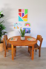 Acacia Large Round Table with 2 Stacking Chairs - Image 4