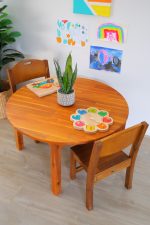 Acacia Large Round Table with 2 Stacking Chairs - Image 5