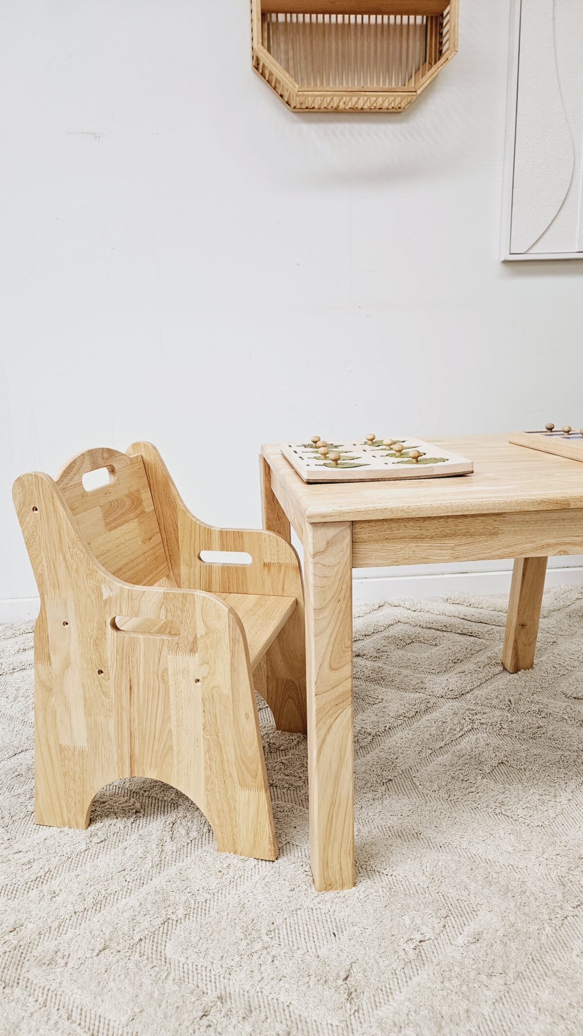 Solid Timber Table with 2 Toddler Chairs - Image 4