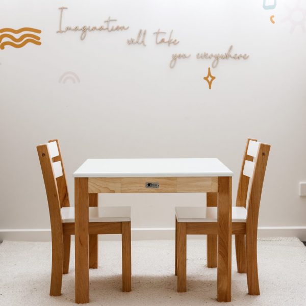 White Top Timber Table with 2 Matching Chairs-427431