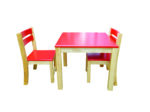 Red Top Timber Table with 2 Matching Chairs - 428432