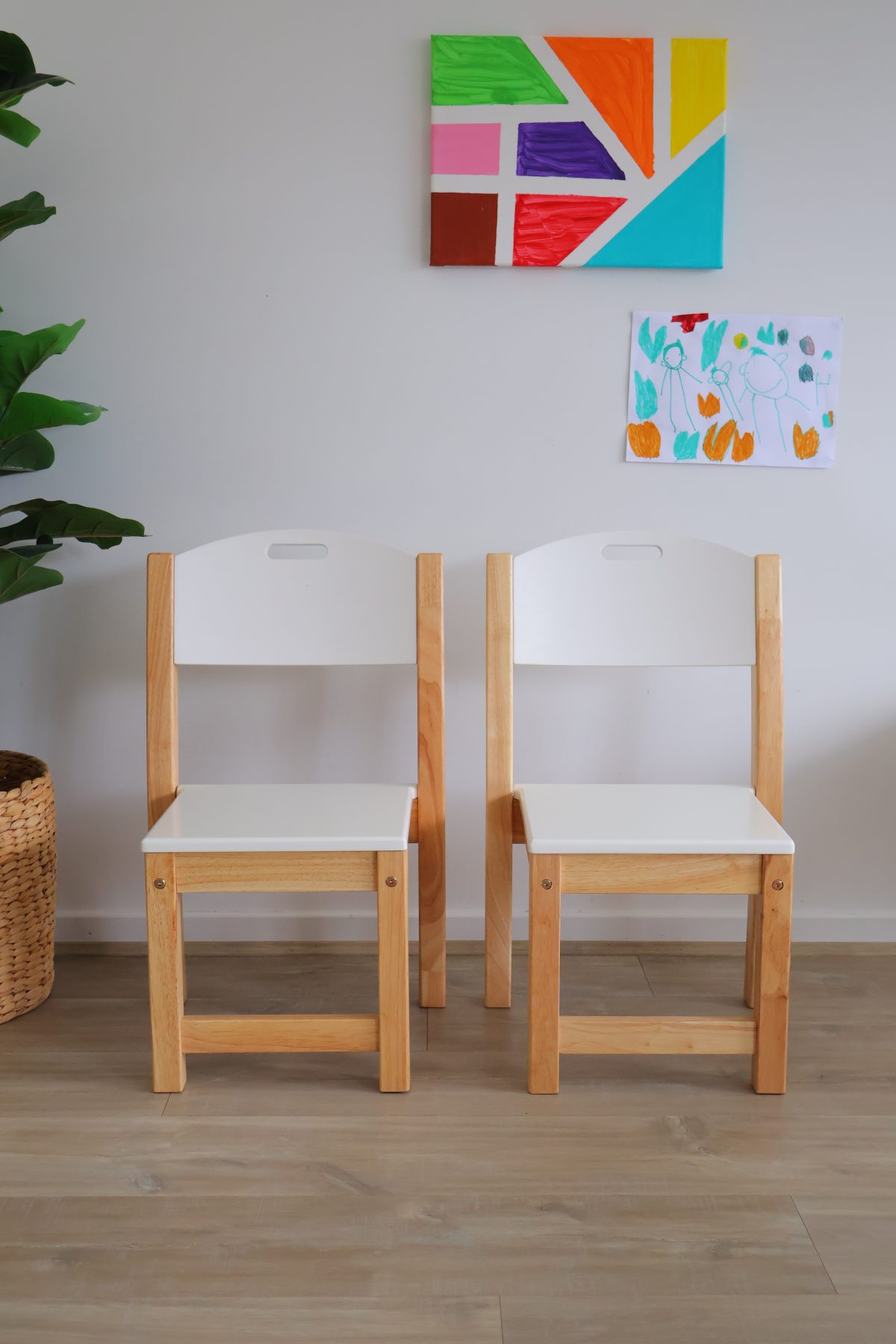 White seat stacking chairs - Set of 2 - Image 6