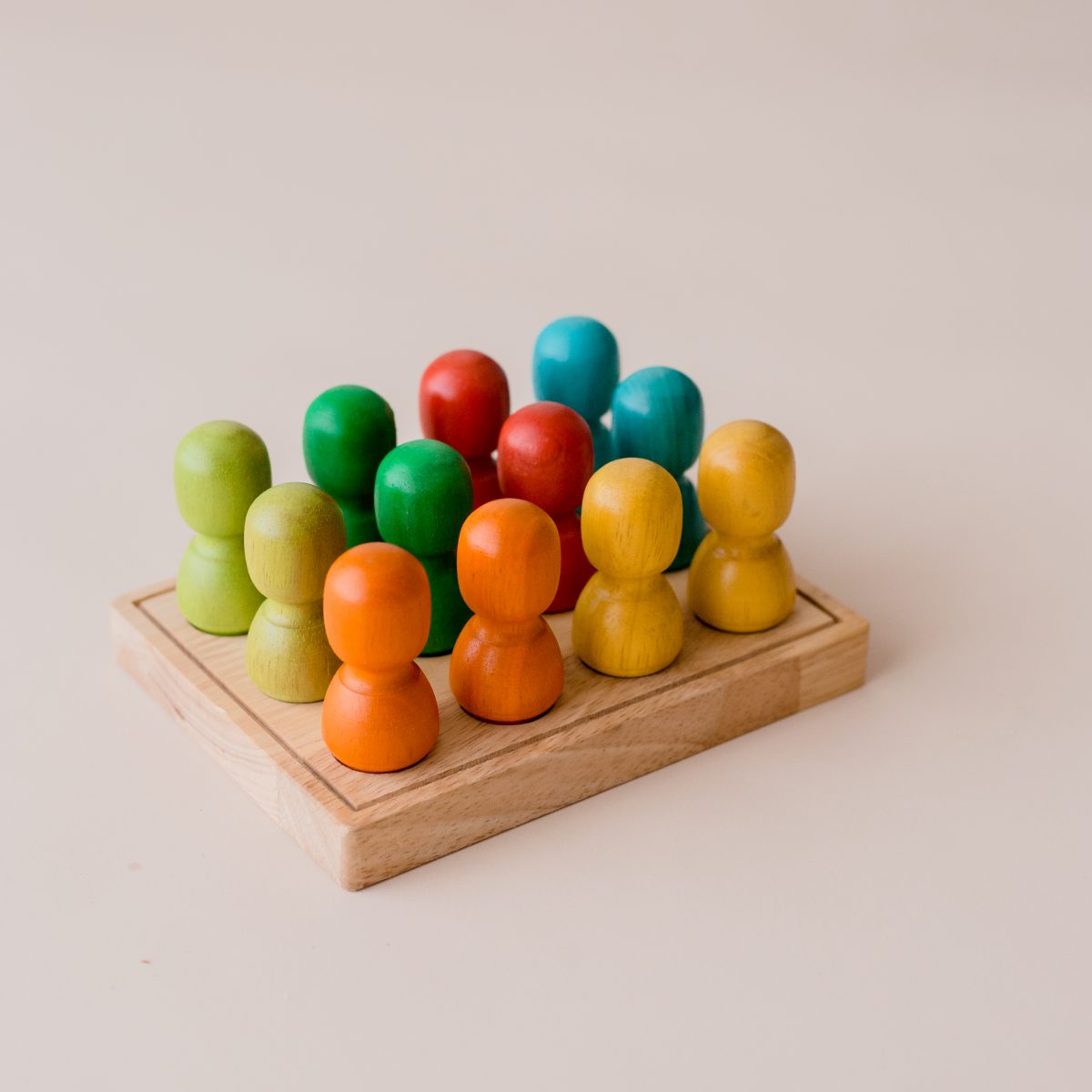 Large Rainbow people on wooden tray - Image 2