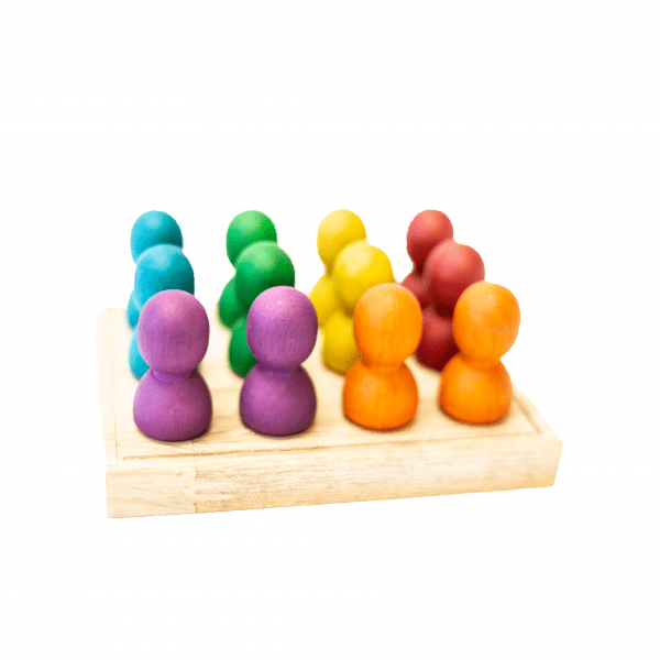 Large Rainbow people on wooden tray