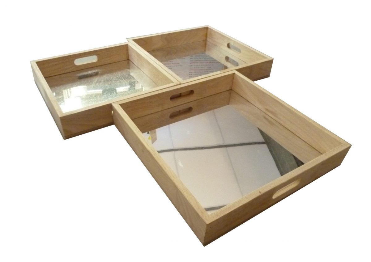 Square Mirror Trays - Set of 3