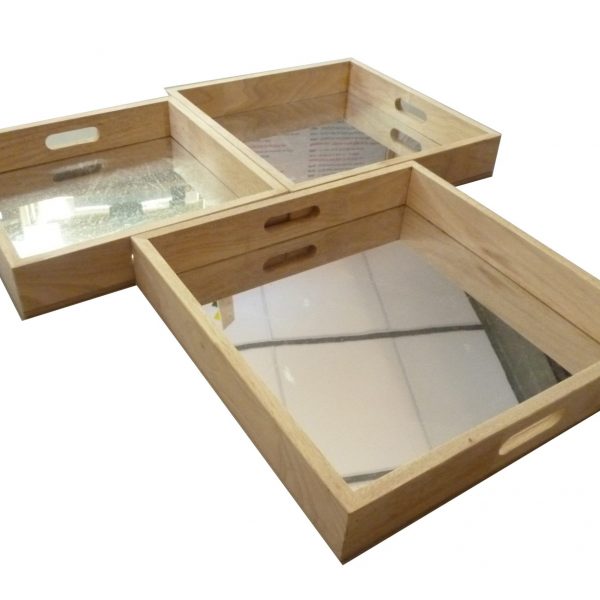 Square Mirror Trays - Set of 3