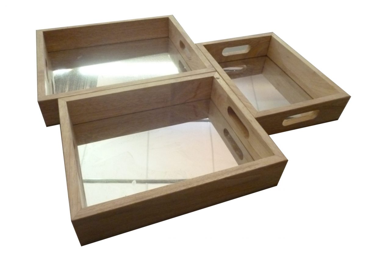 Rectangular Mirror Trays Set of 3-653