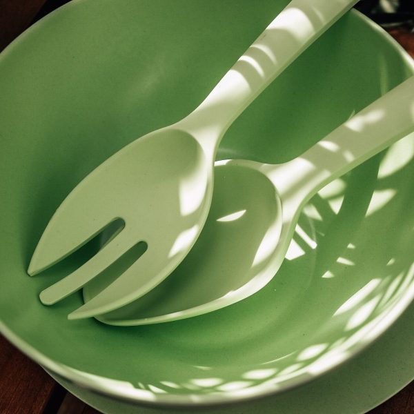 Bamboo Fibre Fork and Spoon Set - Green