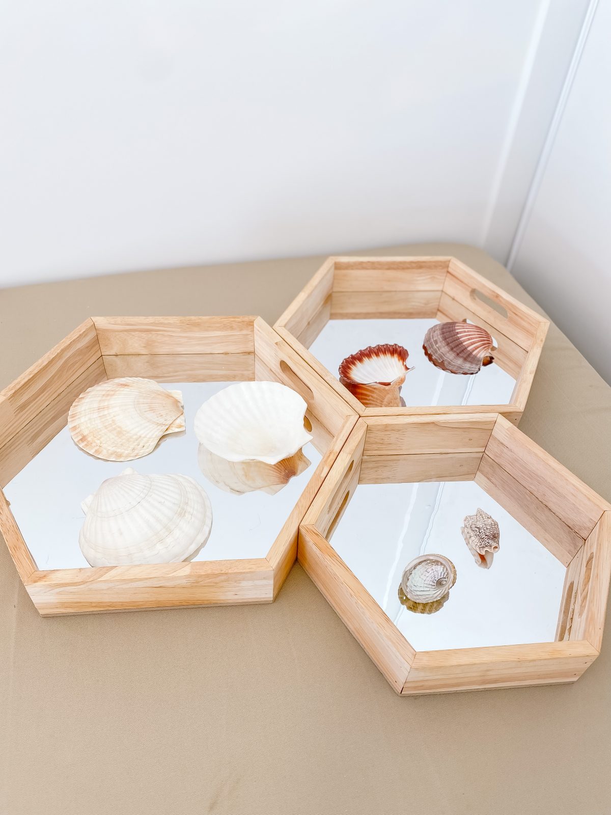 Hexagonal Mirror Trays set of 3 - Image 5