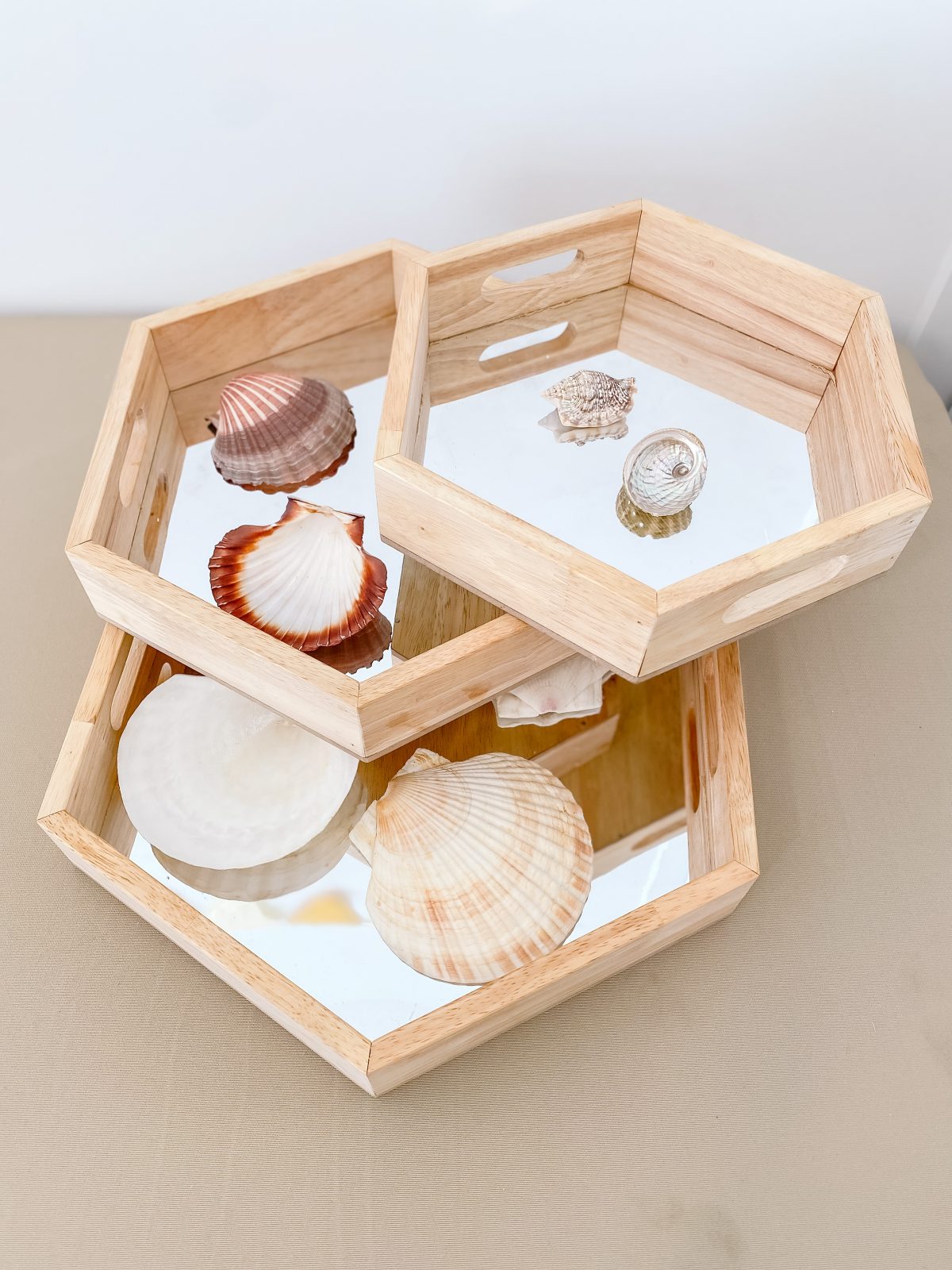Hexagonal Mirror Trays set of 3 - Image 6