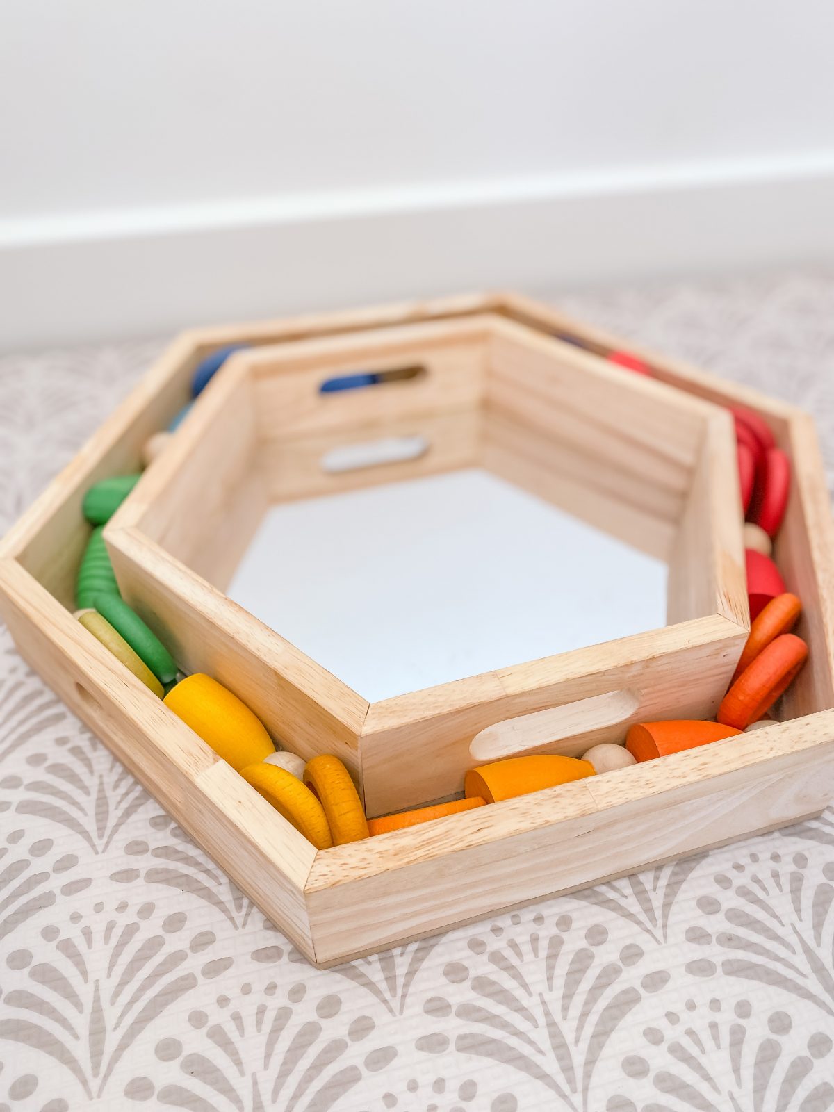 Hexagonal Mirror Trays set of 3 - Image 7