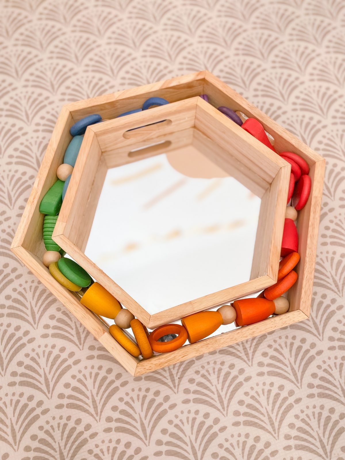 Hexagonal Mirror Trays set of 3 - Image 2