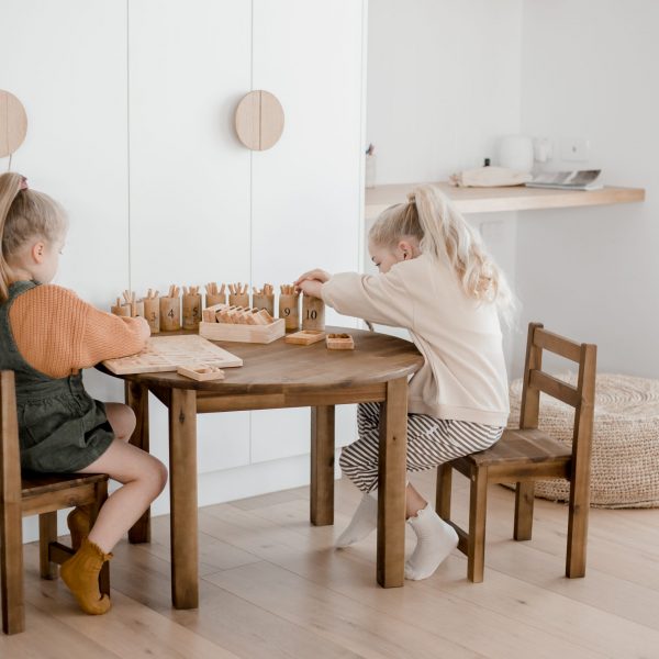 Acacia Large Round Table with 2 Standard Chairs