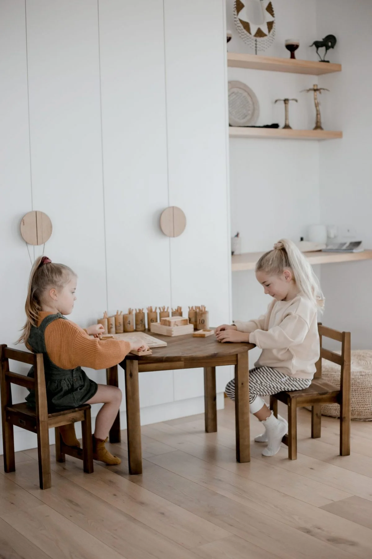 Acacia Large Round Table with 2 Standard Chairs