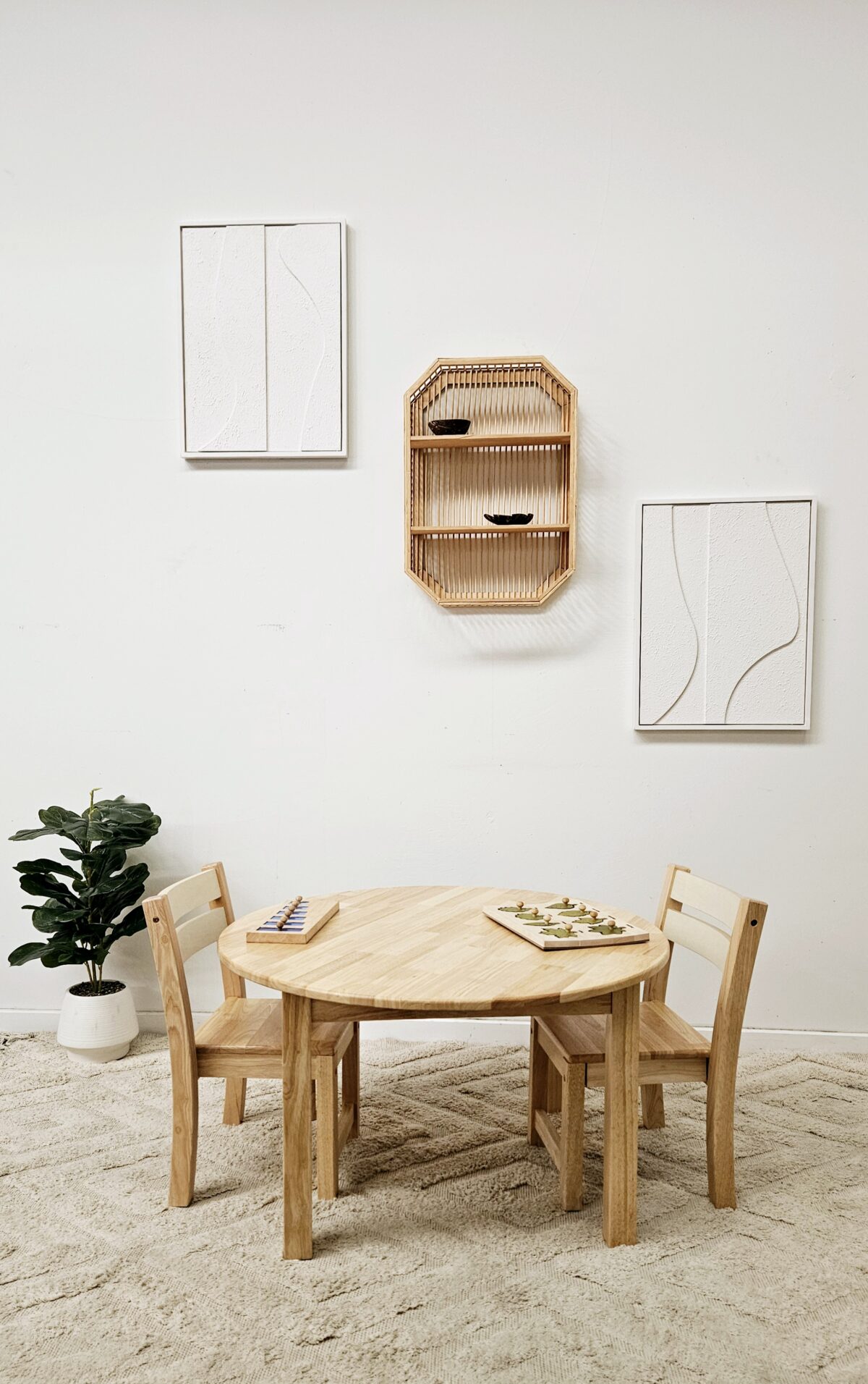 Large Round Table with 2 Stacking Chairs - Image 2
