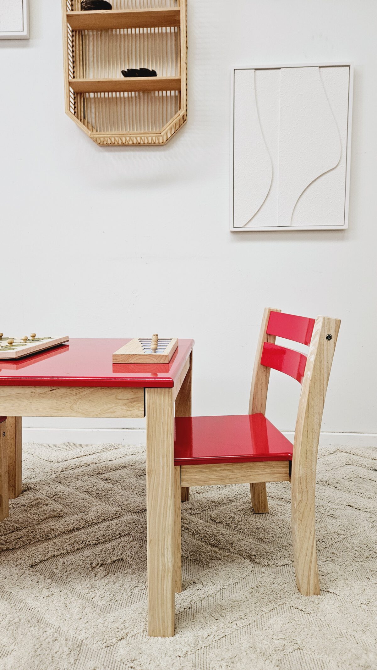 Red Top Timber Table with 2 Matching Chairs - Image 7