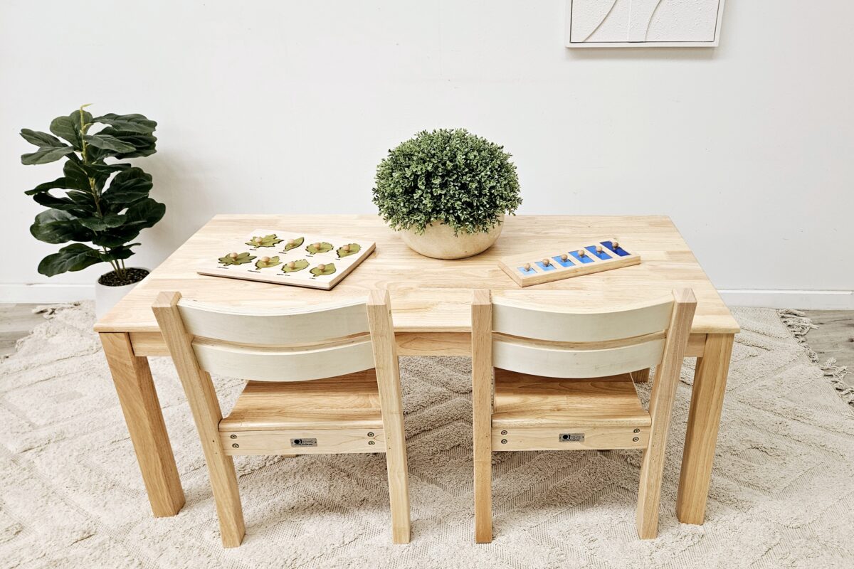 Solid Rectangular Table with 2 Stacking Chairs - Image 6