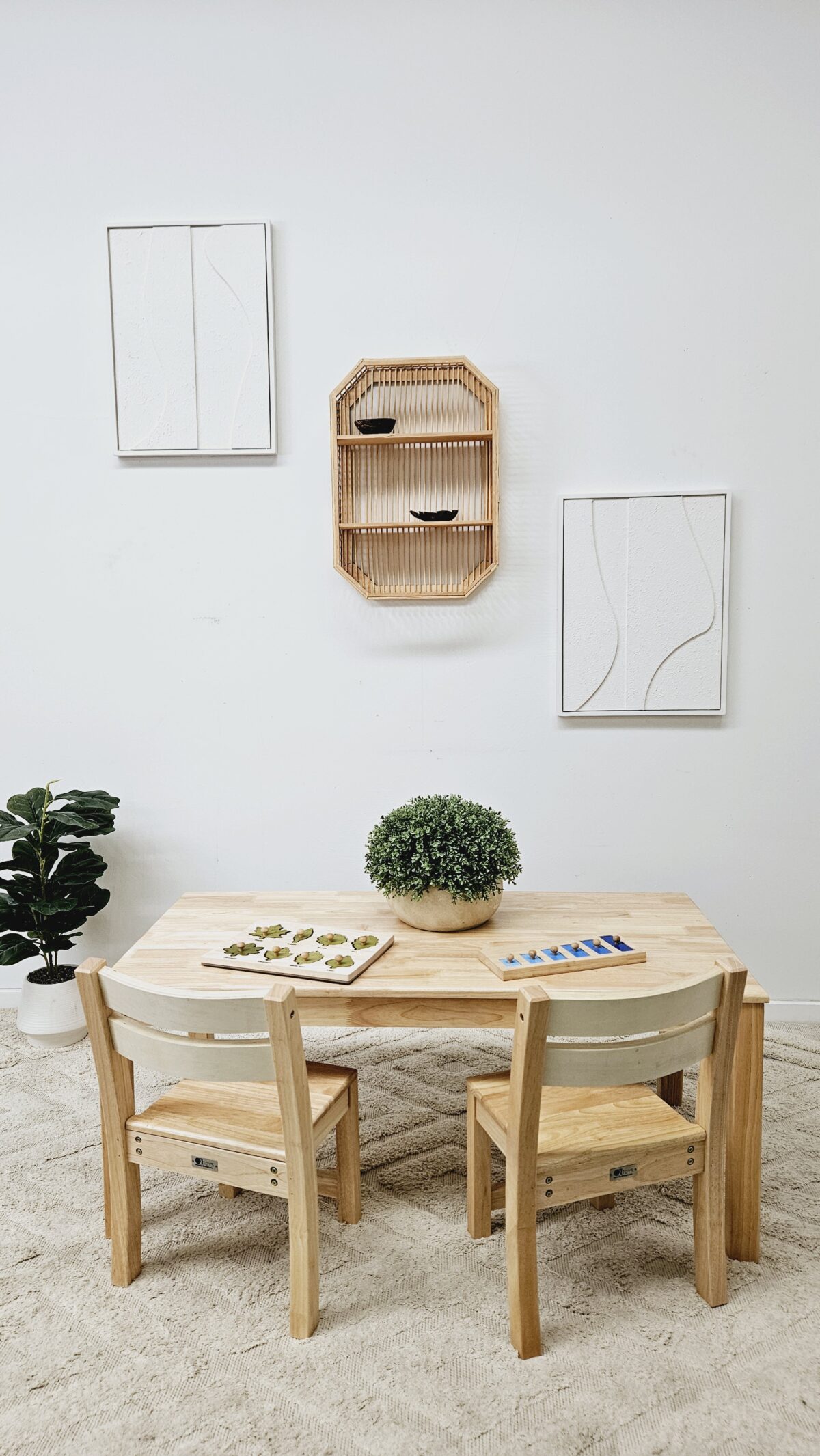 Solid Rectangular Table with 2 Stacking Chairs - Image 2