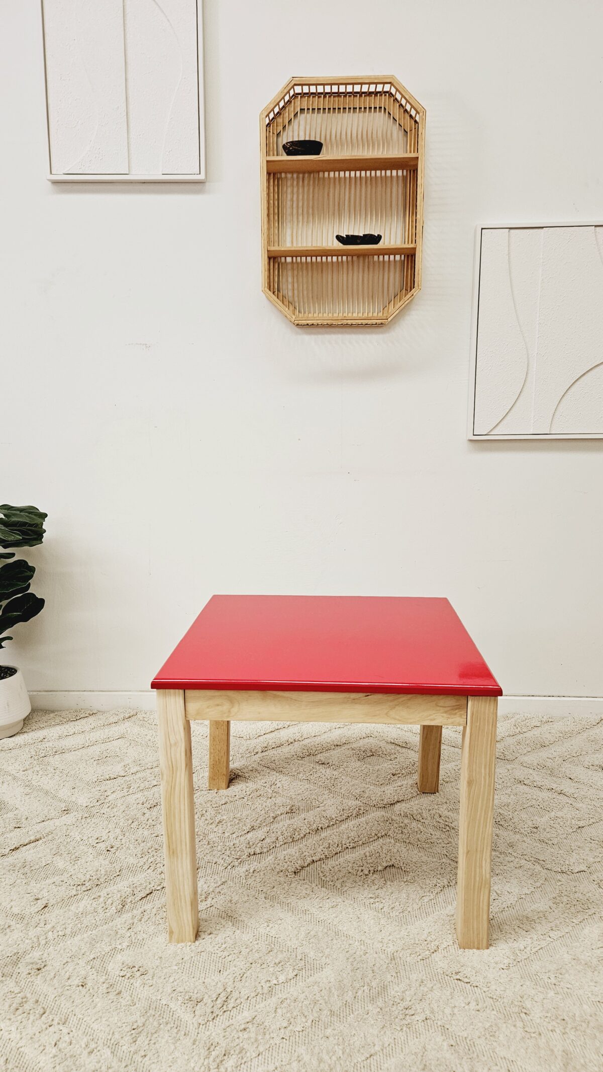 Red top Timber table - Image 2