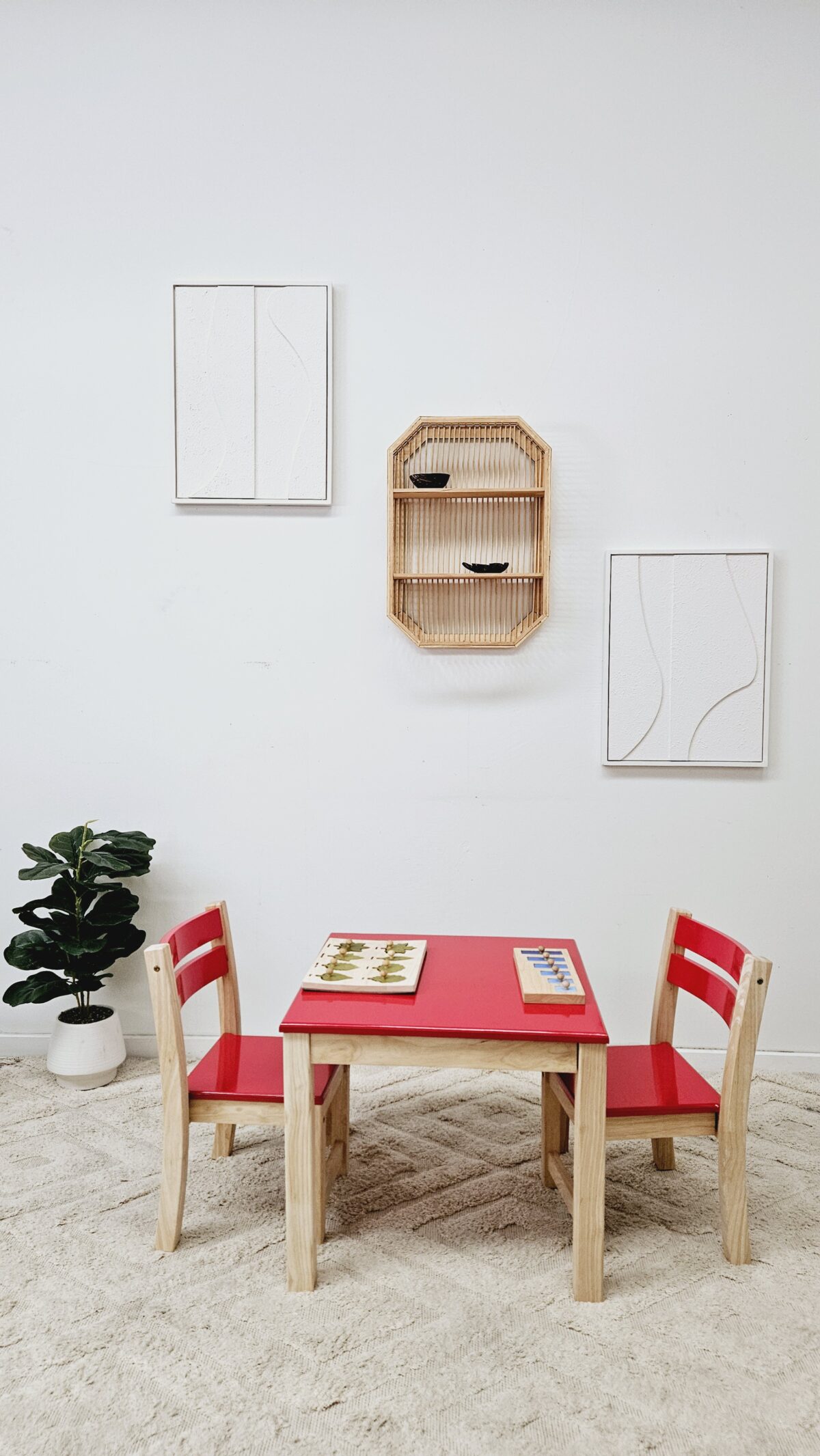 Red Top Timber Table with 2 Matching Chairs - Image 5