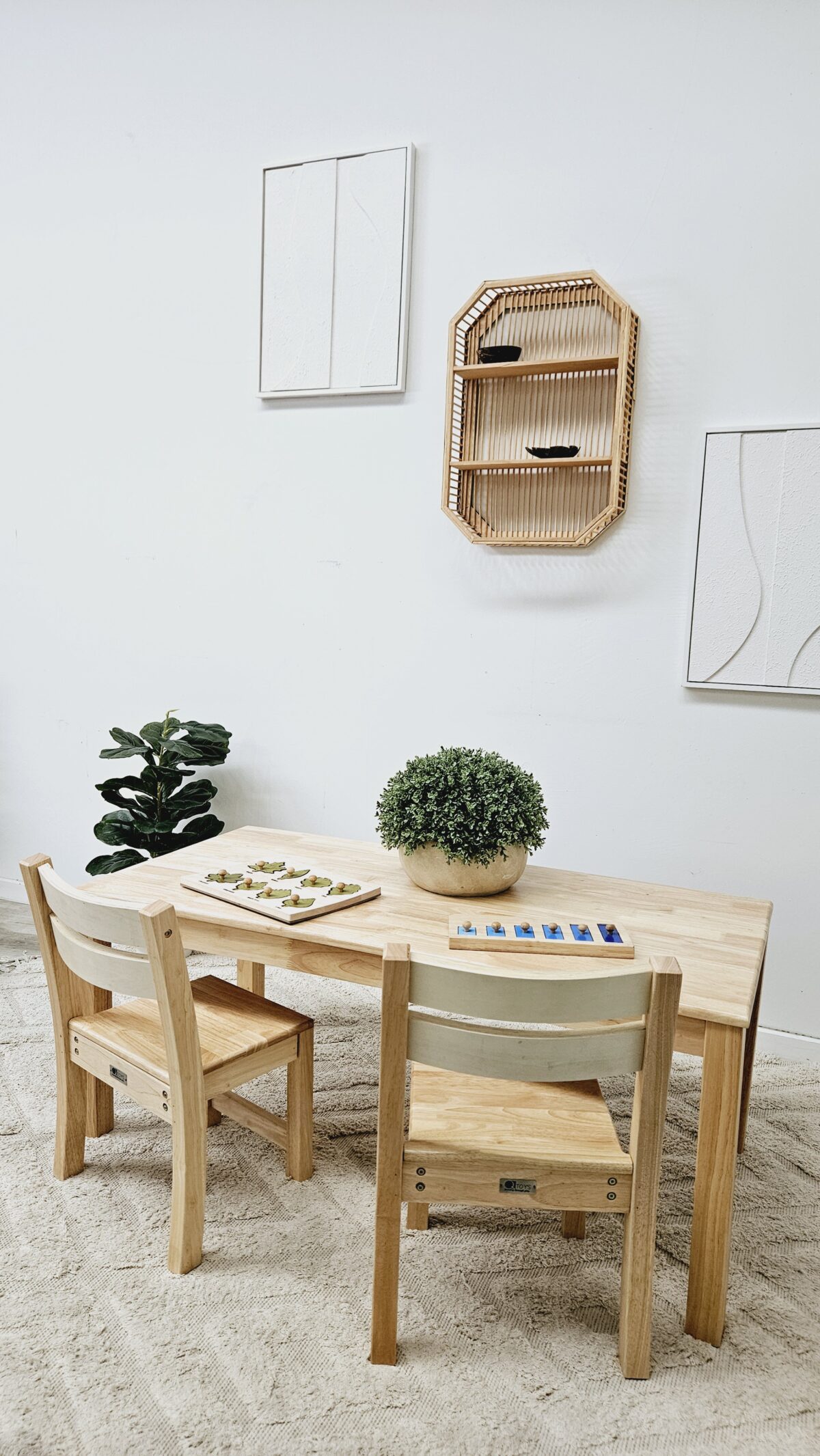 Solid Rectangular Table with 2 Stacking Chairs - Image 5
