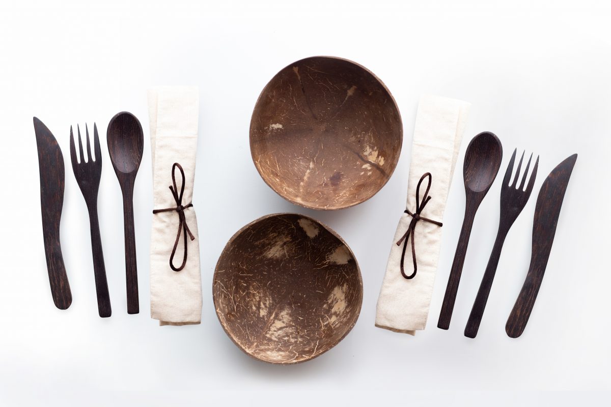 Coconut Bowls And Utensils Set of 2 - Image 3