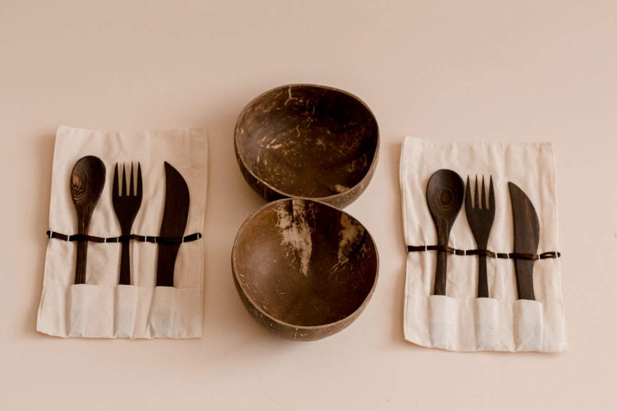 Coconut Bowls And Utensils Set of 2 - Image 2