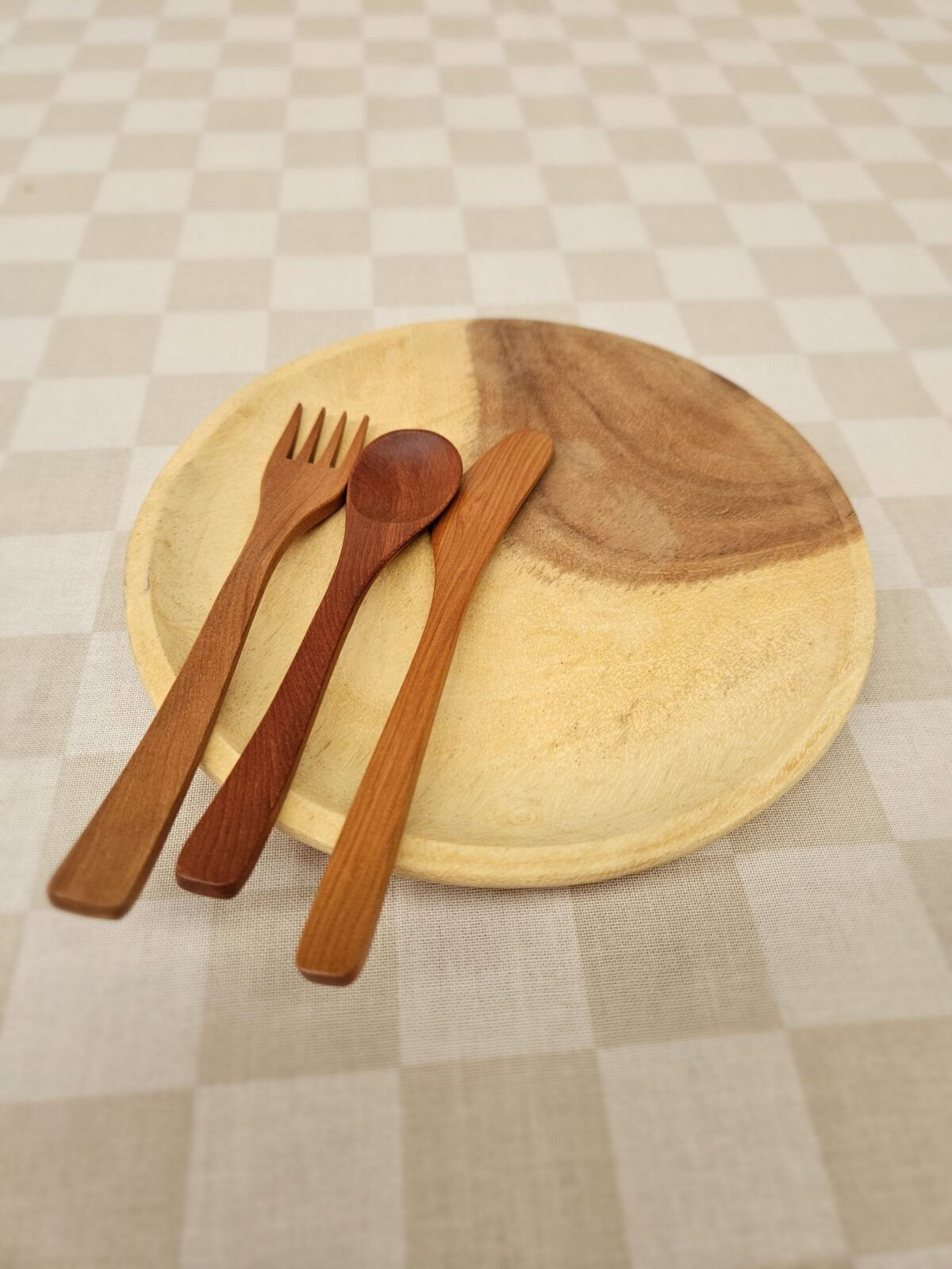 Wooden Plate  and Utensil Set - Image 2
