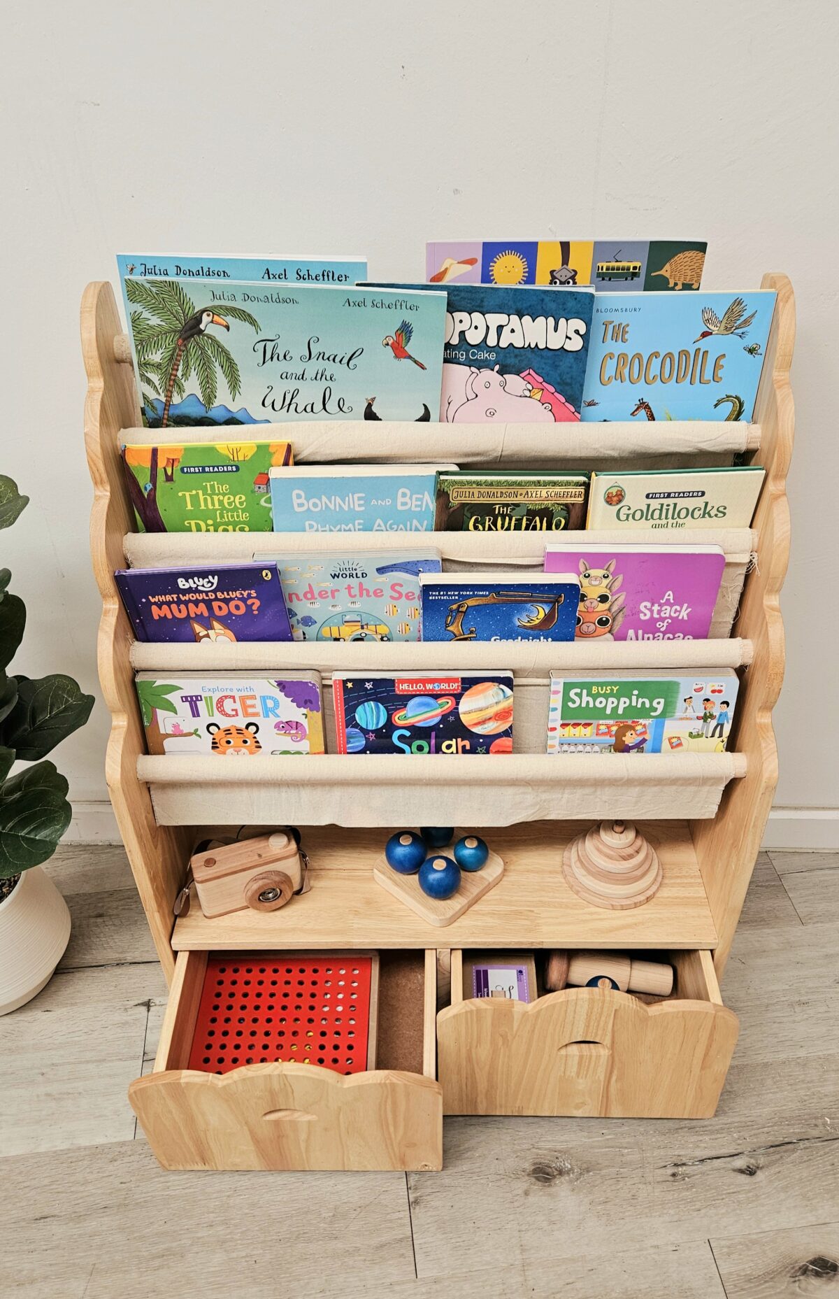 4 Tier Bookshelf & Drawers - Image 4