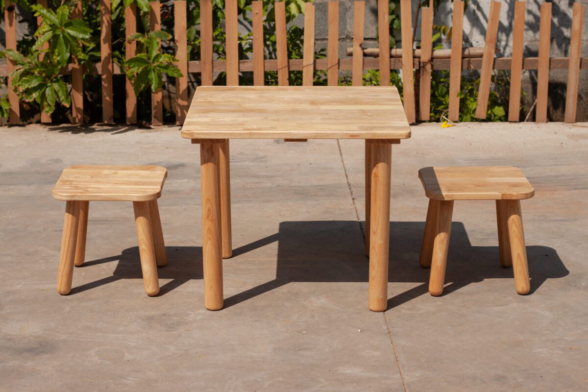 Classic Square Table and 2 Stools - Image 6