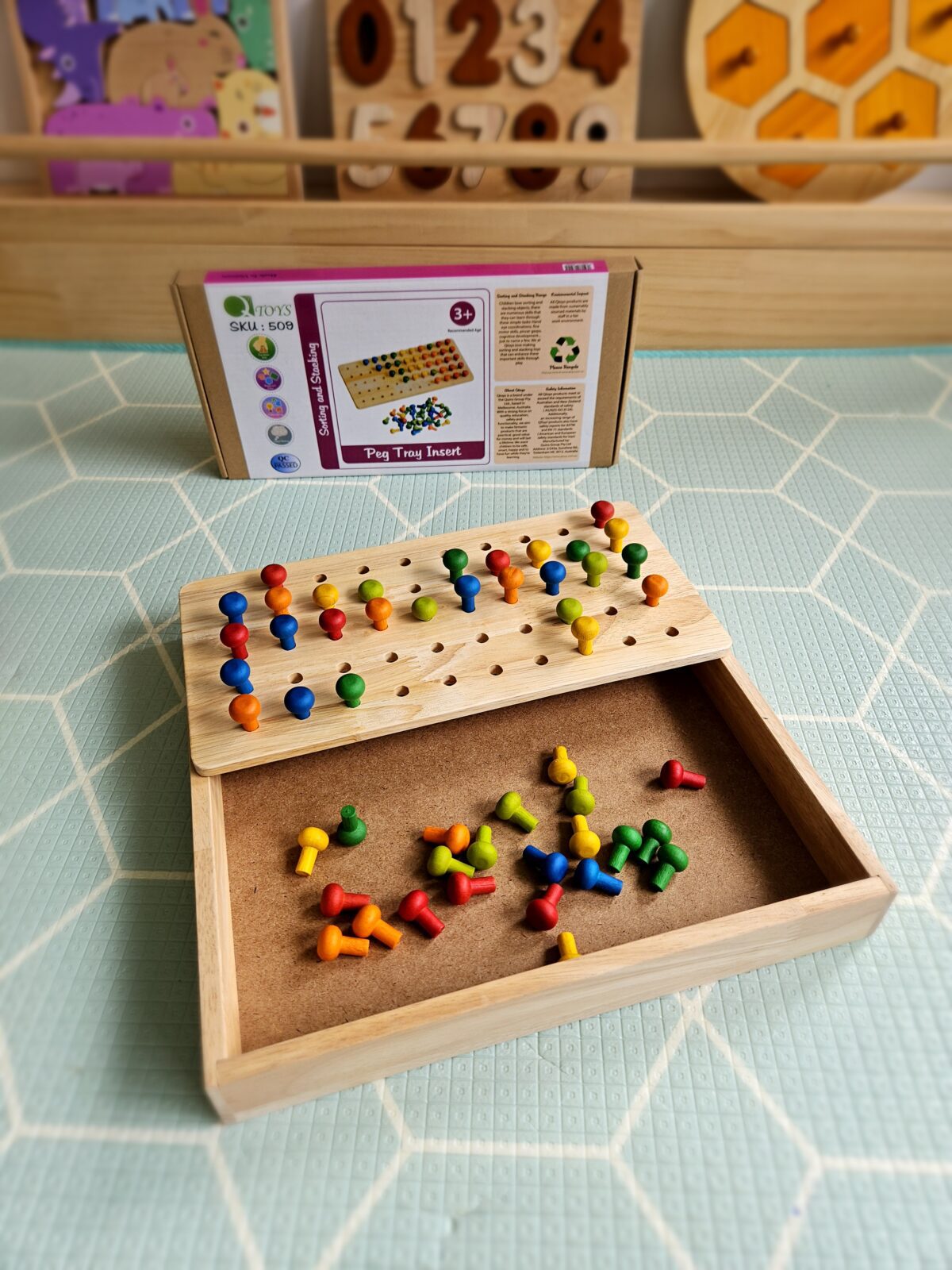 Montessori Sand Tray + Peg Tray Insert - Image 4