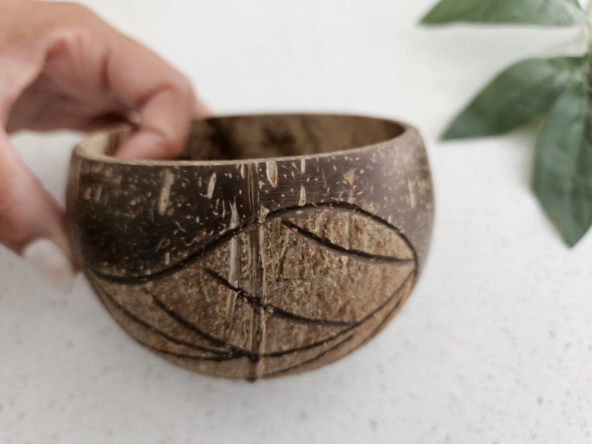 Leaf Patterned Coconut Bowl - Image 3