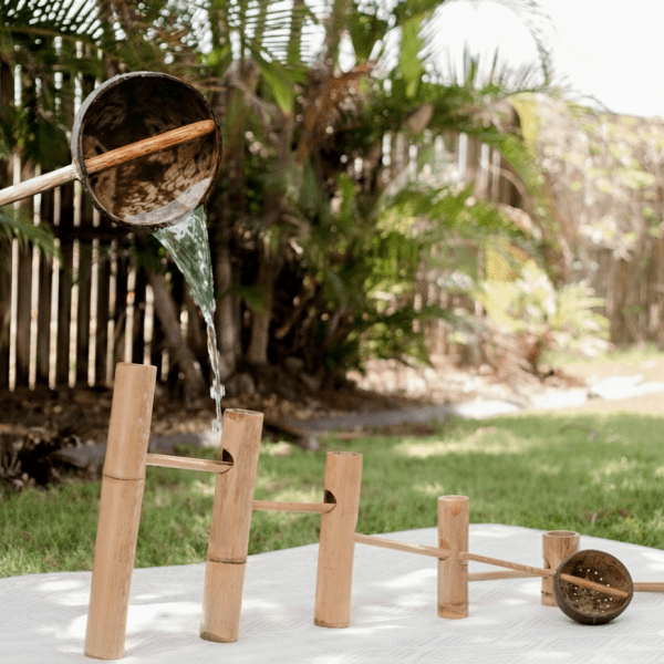 Bamboo Roll-a-Ball Track and Coconut Scoops Set