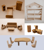 Classic Wooden Dollhouse + Furniture - Image 4