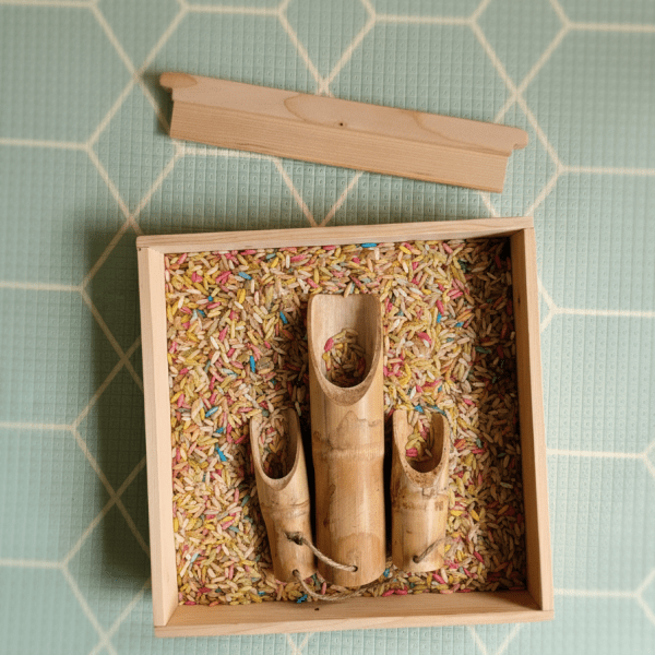 Montessori Sand Tray + Bamboo Scoops