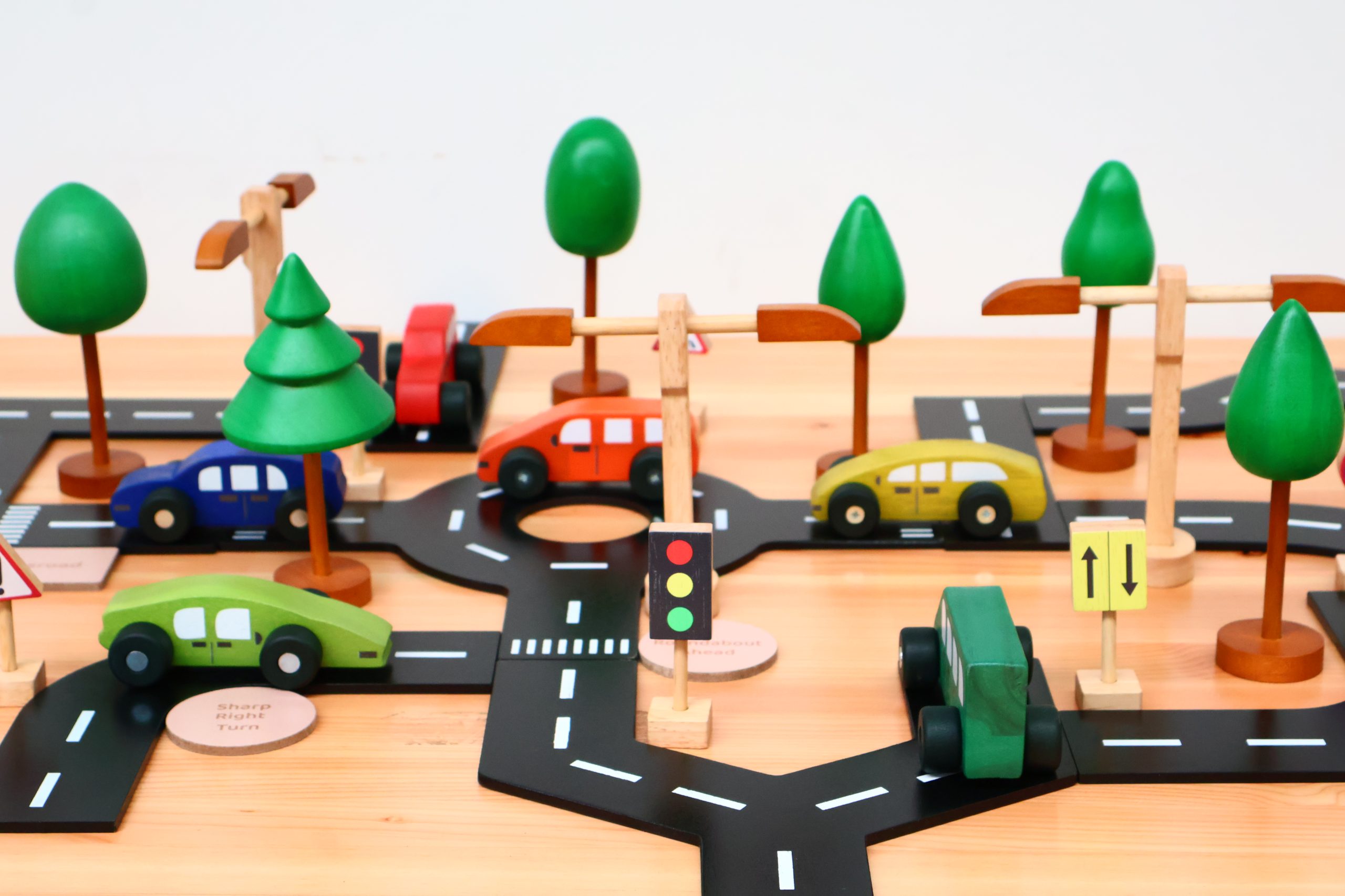 IMG_1576 Road Play Set with Coloured Wooden Cars and Wooden Tree Set - Image 1