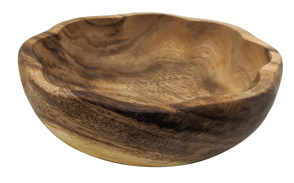 789-01.jpg Flower Wooden Bowl - Image 1